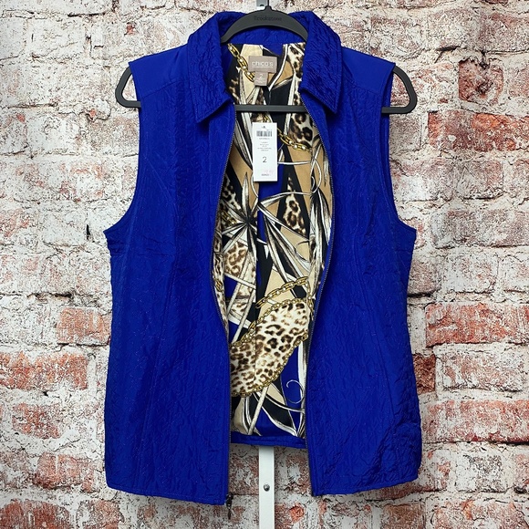 NWT ChicoʻsWomenʻs Dazzling Sapphire Blue Quilted Vest Large - Picture 3 of 7